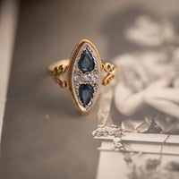 Bague Marquise Saphirs Diamants