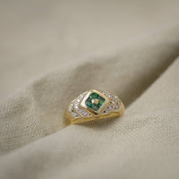 Bague à Gradins Émeraudes Diamants