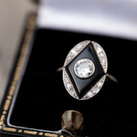Bague Art Déco Onyx Diamants