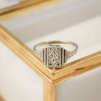 Bague Art Déco Gradins Pierres Blanches