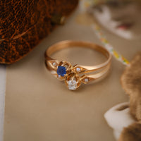 Bague Ancienne Diamant Pierre Bleue