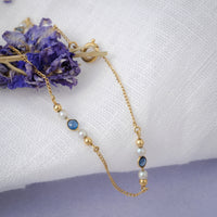 Bracelet Or Saphirs et Perles
