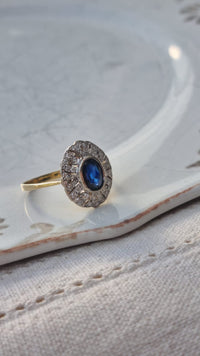 Bague Or Deux Tons Saphir Diamants